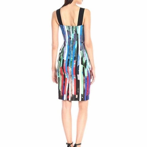 NEW Milly Lorena Striped Pattern Dress Black Size 0 NWT - Picture 2 of 7